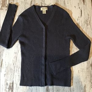 ST JOHN’S BAY V-Neck Cardigan Snap Front Deep Plum Size S